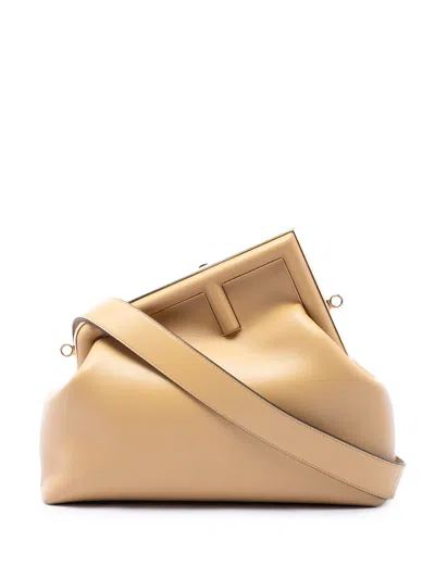 Pre-owned Fendi 2010-2026 Medium Nappa  First Shoulder Bag In Neutrals