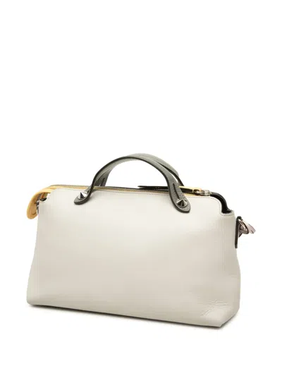 Pre-owned Fendi 2010-2026 Medium Tricolor Leather By The Way Satchel In Grey