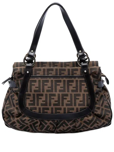 Pre-owned Fendi 2010-2026 Medium Zucca Canvas Chef Shopper Tote Bag In Brown