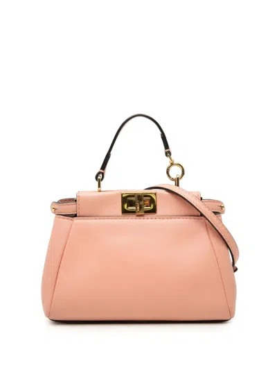 Pre-owned Fendi 2010-2026 Micro Leather Peekaboo Satchel In Pink