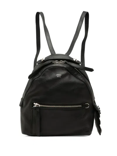 Pre-owned Fendi 2010-2026 Mini Calfskin By The Way Backpack In Black