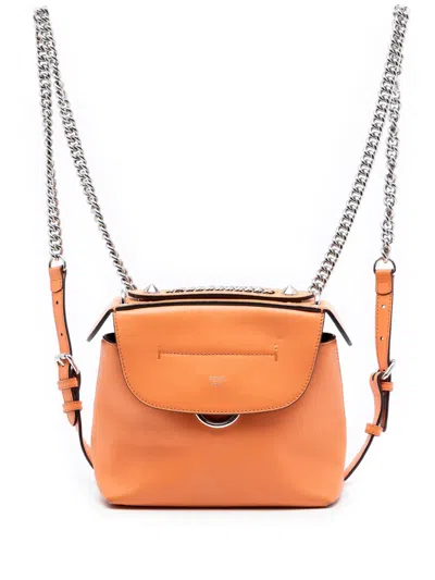 Pre-owned Fendi 2010-2026 Mini Leather Back To School Backpack In Orange