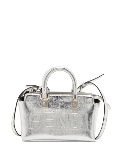 Pre-owned Fendi 2010-2026 Mini Leather By The Way Roma Satchel In Silver