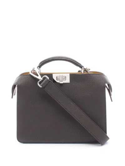 Pre-owned Fendi 2010-2026 Mini Leather Peekaboo Iseeu Satchel In Brown