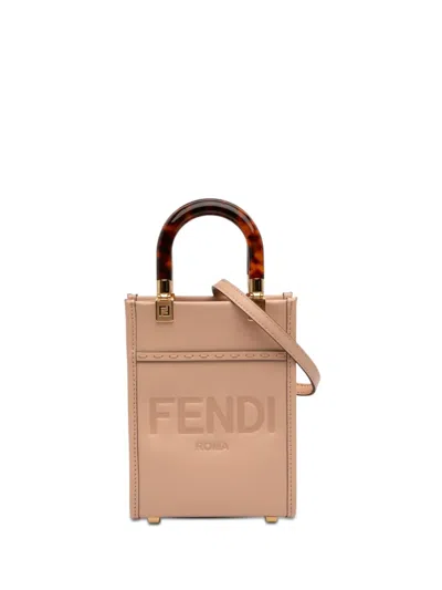 Pre-owned Fendi 2010-2026 Mini Leather Sunshine Shopper Tote Satchel In Pink