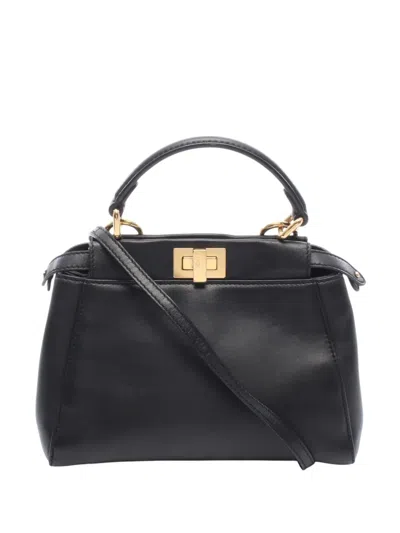 Pre-owned Fendi 2010-2026 Mini Peekaboo Iconic Satchel In Black