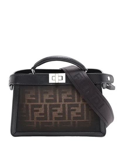 Pre-owned Fendi 2010-2026 Mini Zucca Canvas Peekaboo Iseeu Satchel In Brown