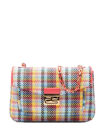 Pre-owned Fendi 2010-2026 Multicolor Woven Nappa Be Baguette Crossbody Bag In Pink