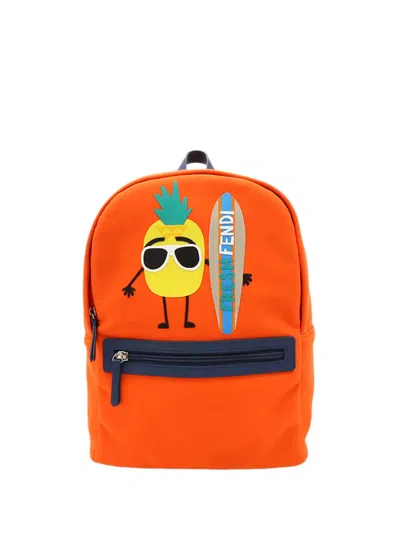 Pre-owned Fendi 2010-2026 Neoprene Pineapple Backpack In Orange