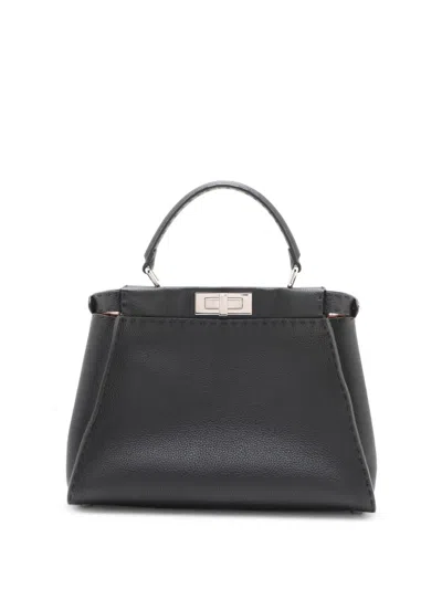 Pre-owned Fendi 2010-2026 Peekaboo Leather Handbag In Black