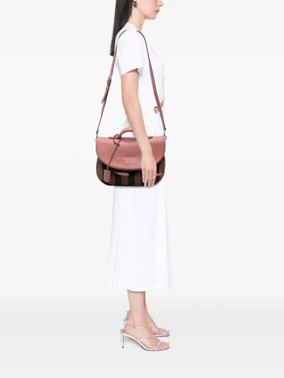 Pre-owned Fendi 2010-2026 Pequin Canvas And Leather Top Handle Bag Satchel In Brown