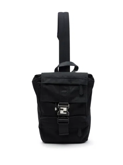 Pre-owned Fendi 2010-2026 Small Ness Econyl Nylon Backpack In Black