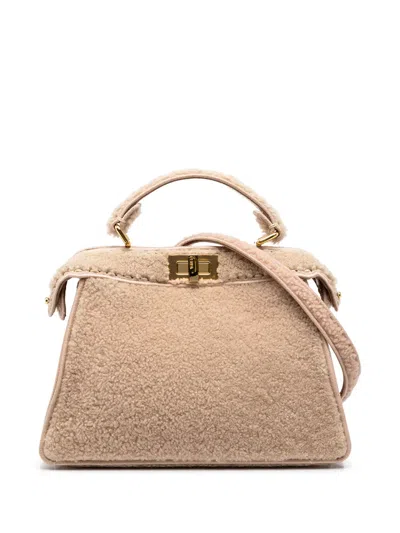 Pre-owned Fendi 2010-2026 Small Shearling Peekaboo Iseeu Satchel In Pink