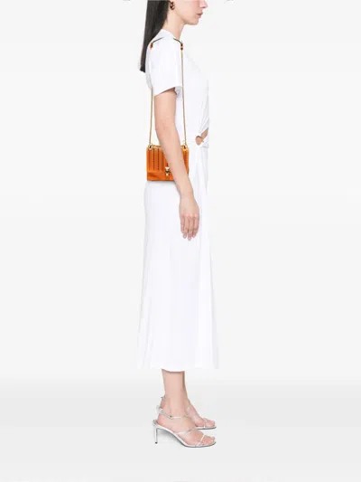 Pre-owned Fendi 2010-2026 Small Vitello Grace Openwork Kan I Crossbody Bag In Orange