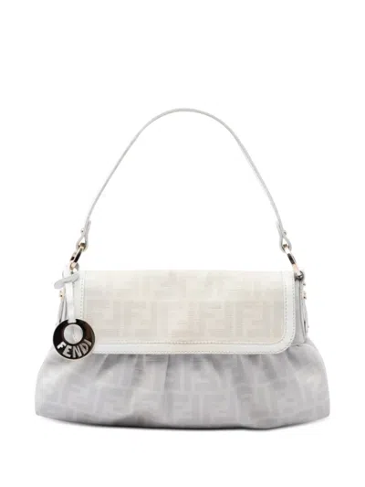 Pre-owned Fendi 2010-2026 Small Zucca Coated Canvas Chef Shoulder Bag In Brown