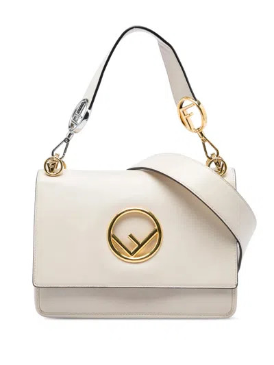 Pre-owned Fendi 2010-2026 Smooth Leather Kan I F Satchel In White