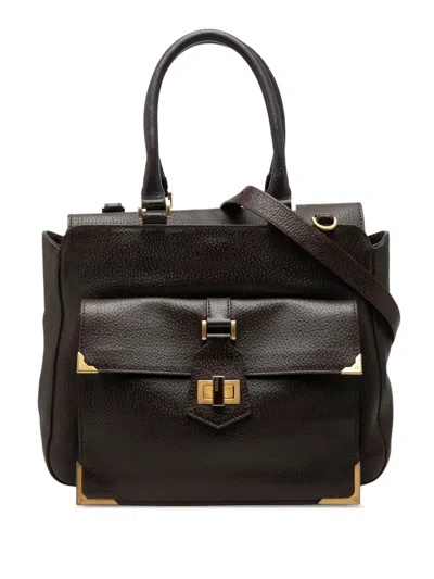 Pre-owned Fendi 2010-2026 Textured Leather Classico No 3 Satchel In Brown