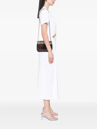 Pre-owned Fendi 2010-2026 Vitello Grace And Glazed Ff 1974 Double F Satchel In Brown