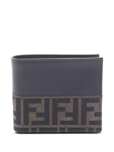 Pre-owned Fendi 2010-2026 Zucca Canvas Bifold Wallet Small Wallets In Black