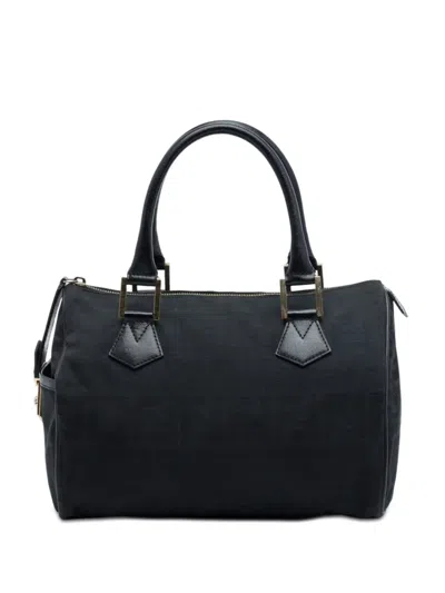 Pre-owned Fendi 2010-2026 Zucca Canvas Boston Bag In Black