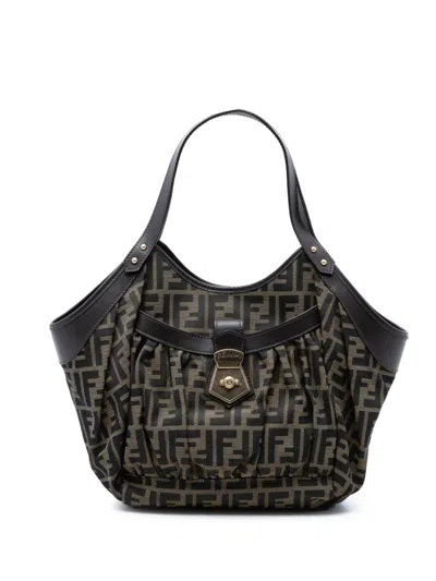 Pre-owned Fendi 2010-2026 Zucca Canvas Chef Tote Bag In Brown