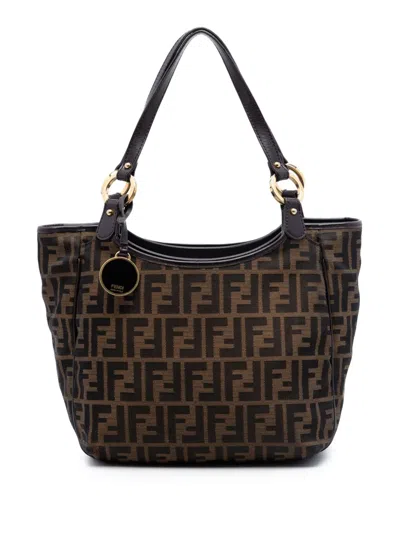 Pre-owned Fendi 2010-2026 Zucca Canvas Chef Tote Bag In Brown