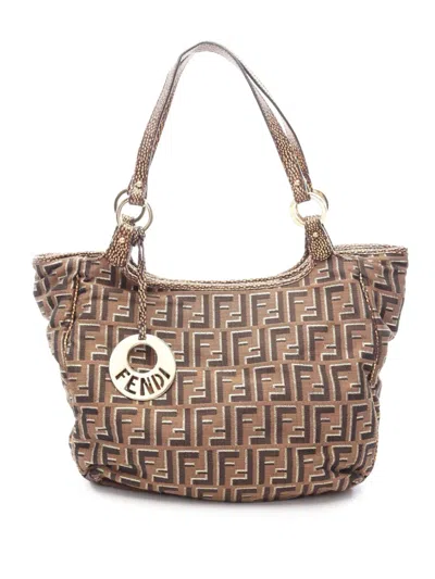 Pre-owned Fendi 2010-2026 Zucca Canvas Chef Tote Bag In Brown