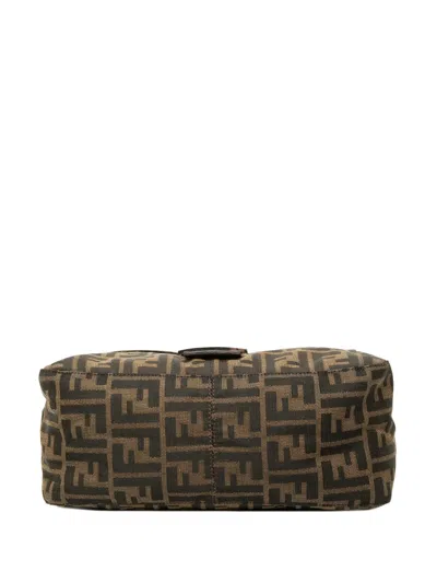 Pre-owned Fendi 2010-2026 Zucca Canvas Mamma Forever Shoulder Bag In Brown