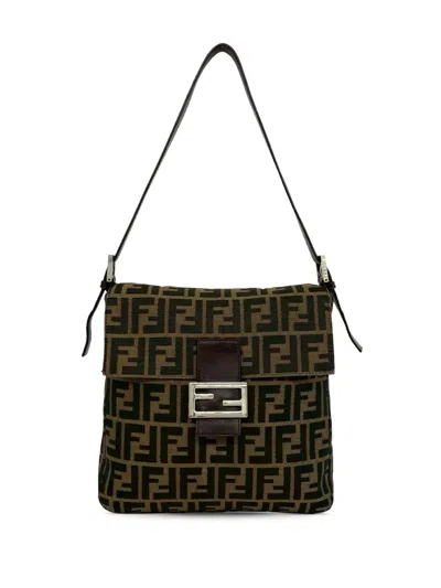 Pre-owned Fendi 2010-2026 Zucca Canvas Shoulder Bag In Brown