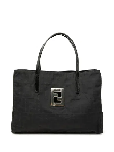 Pre-owned Fendi 2010-2026 Zucca Canvas Tote Bag In Black
