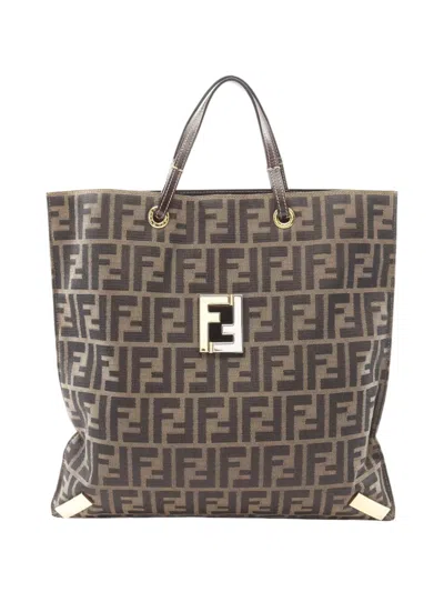 Pre-owned Fendi 2010-2026 Zucca Canvas Tote Bag In Brown