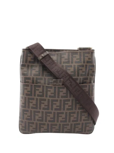 Pre-owned Fendi 2010-2026 Zucca Coated Canvas Crossbody Bag In Brown