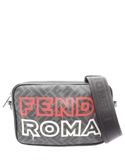 Pre-owned Fendi 2010-2026 Zucca Coated Canvas Logo Camera Bag Crossbody Bag In Black