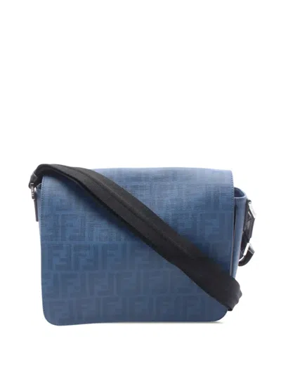 Pre-owned Fendi 2010-2026 Zucca Crossbody Bag In Blue