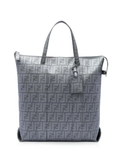 Pre-owned Fendi 2010-2026 Zucca Spalmati Tote Bag In Grey