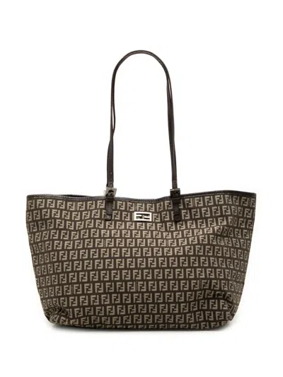 Pre-owned Fendi 2010-2026 Zucchino Canvas Tote Bag In Brown
