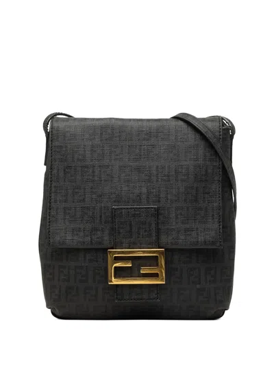 Pre-owned Fendi 2010-2026 Zucchino Spalmati Crossbody Bag In Black
