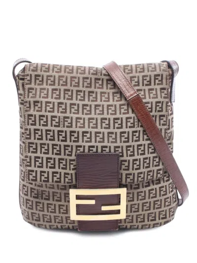 Pre-owned Fendi 2010-2026 Zucchino Spalmati Crossbody Bag In Brown