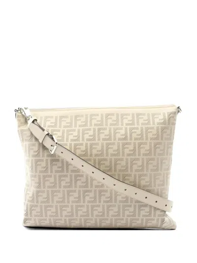Pre-owned Fendi 2010s After Ff Shoulder Bag In Neutral