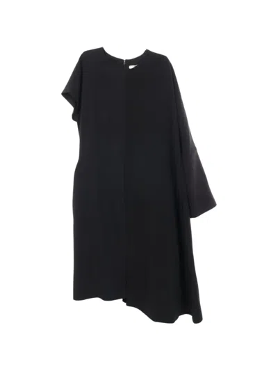 Pre-owned Fendi 2010s Asymmetric Midi Dress In Black