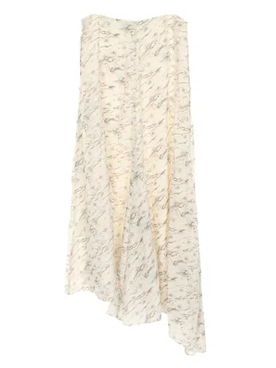 Pre-owned Fendi 2010s Asymmetric Silk Skirt In Neutral