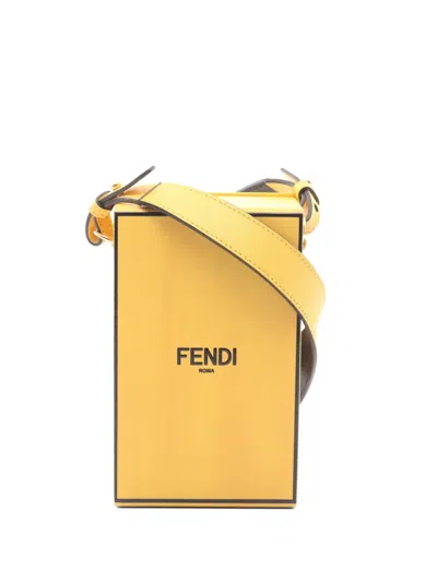 Pre-owned Fendi 2010s Box Leather Shoulder Bag In Yellow