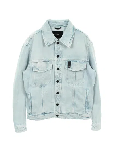 Pre-owned Fendi 2010s Buttoned Cotton Jacket In Blue