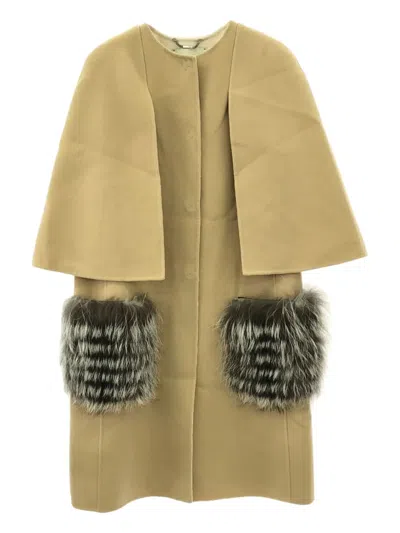 Pre-owned Fendi 2010s Cape Coat In Neutral