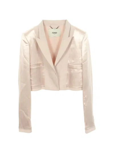Pre-owned Fendi 2010s Cropped Tailored Blazer In Pink