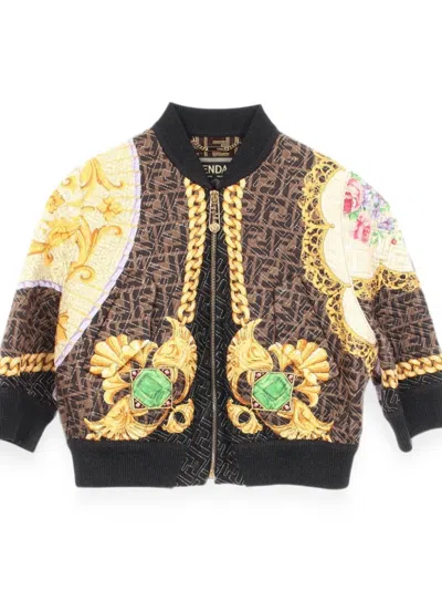 Pre-owned Fendi 2010s Fendace Zucca Blouson Jacket In Brown