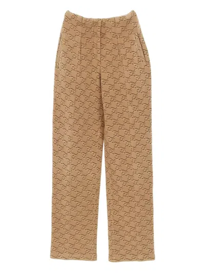 Pre-owned Fendi 2010s Ff Calligraphy Logo Knitted Trousers In Brown