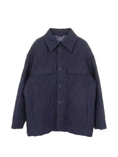 Pre-owned Fendi 2010s Ff Embossed Shirt Jacket In Blue