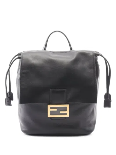 Pre-owned Fendi 2010s Ff Leather Backpack In Black