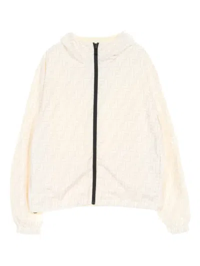 Pre-owned Fendi 2010s Ff Logo-patch Windbreaker In White